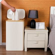 75L Narrow Laundry Basket With Bamb*Oo Handles And Removable Bag For Bathroom & Bedroom Use - Beige Color - Beige - View 4