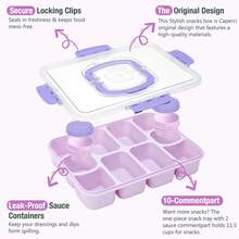 Caperci Snackle Box Container - Large 10-Compartment Divided Snack Serving Tray With Lid & Handle, Built-In 2 Dressing Containers, Leak-Proof, Dishwasher - View 6