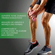 Joelheira de Compressão Ortopédica Meia Térmica Alivio da Dor Absorve Suor Estimula Circulação Fitness Ciclismo Crossfit - VERDE PRETO - Visão 4