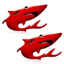 2PCS 3D Shark Metal Car Emblem Sticker Decal- 3.5"*1.7" Cool Fish Nameplate Sticker Auto Body Badge Decal Car Fenders Bumper Stickers For SUV Motorcycle Truck Window Laptop Decoration Red - Đỏ - Xem 1
