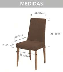 Pack Funda de Silla ajustable modelo KYOTO de VALENTIA HOME, Elástica, Desmontable y Lavable – Pack de 2, 4, 6. Variedad de colores. Perfectas para Comedor y Cocina - Marrón - Ver 6