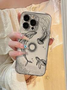 海豚彩绘透明创意防摔手机壳，兼容 17/17Pro/17ProMax、16/11/16Pro/16Plus/16ProMax/16E/15ProMax/13/14/12/XS/XR/7G/8P、Galaxy S25/S25Plus/S25 Ultra、A16/A36/A26/A56/A50/A12/A32 - 彩色 - 查看 5