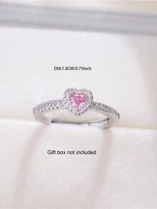 CVNANA 1pc Sweet Heart Cubic Zirconia Silver Ring Jewelry Gift For Women No Box - Nhiều màu - Xem 3