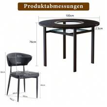 Conjunto de mesa redonda minimalista (com 2 cadeiras com braços em material PU preto e encosto curvo confortável), mesa redonda com 100 cm de diâmetro com aparência de madeira preta, adequada para sala de estar, etc. - Preto - Ver 2
