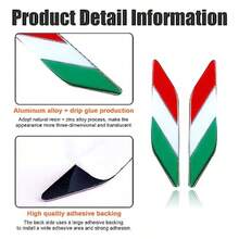 2 PCS 3D Italian Flag Emblem Badge Auto Front Fender Badge Sign Emblem Car Alloy Stickers And Declaration Decals Universal Exterior Decoration Suitable For All Vehicles Italian Flag - Italian Flag - View 4