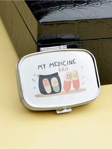Square Pill Box With Capsule, Tablet, Letter, Bottle Patterns, Portable Medication Storage Compartment, Mini Metal Storage Box, Compact Jewelry And Pill Box, Travel Pill Case, Large Capacity Compartments, Weekly Medication Organizer, Suitable For Daily Medications And Vitamins, Essential For Doctors And Nurses, Emergency Needs, Travel, Hiking First Aid, Creative Gift With Cartoon Logo - Multicolor - View 3