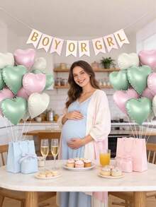 12 Stücke 45cm große rosa, grüne, cremefarbene Herz-Folienballons, geeignet für Wildblumen-Themen Babyparty, Geburtstag, Hochzeit, Verlobungsfeier Dekoration - Verschiedenfarbig - Übersicht 4