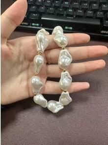 Special-Shaped Pearl Necklace Women's Personality Light Luxury High-End Sense Collarbone Chain Neck Chain Sweater Chain - 款式1 - 查看 12