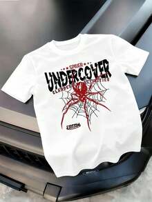 Undercover Spider Graphic Street Tee Soft Cotton, Relaxed Fit, Casual, Breathable, New Arrival - White - View 2