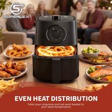 SUPERLEX 1000W Air Fryer 2.5L, 8-In-1 Multi-Function Cooking Oven, Non-Stick Coating Design Of The Inner Pot, Overheat & Auto Power-Off Protection, Equipped With Timer Function, Suitable For Kitchen And Travel Barbecue, Fried Chicken, French Fries - Black - View 6