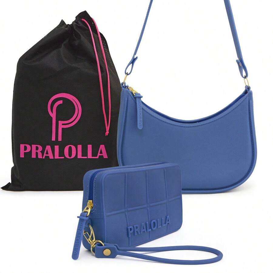 Kit Bolsa Meia Lua Feminina de Ombro Transversal + Carteira Emborrachada Impermeável