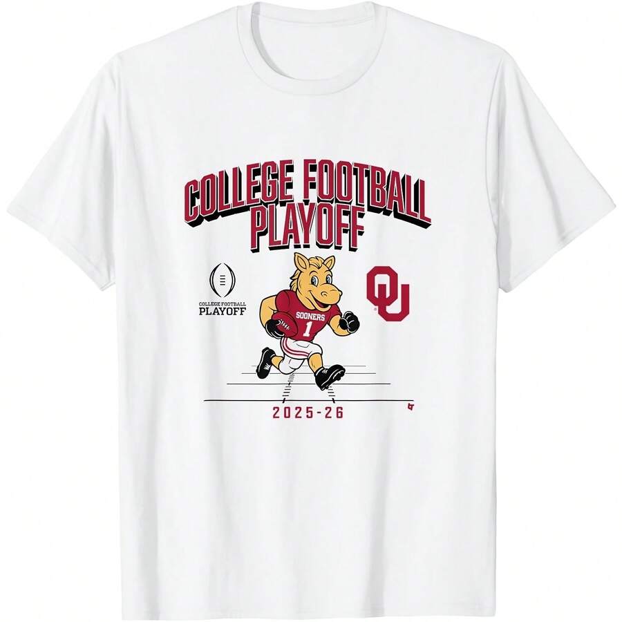 Oklahoma Sooners College Football Playoff Mascot Text 2025 T-Shirt - White - View 1