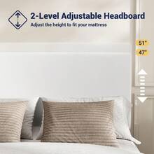 Allewie Full/Queen/King Bed Frames With Adjustable Headboard, Modern Boucle Upholstered Platform Bed With Solid Wooden Slats Support, No Box Spring Required, Easy Assembly,White - 白色 - 查看 3