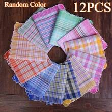 Pañuelo a cuadros con borde en forma de media luna, pañuelo a cuadros retro como regalo, toalla vintage absorbente, pañuelo de estilo antiguo, pañuelo a cuadros para mujer, toalla de sudor de alta absorción para hombre, toalla de viaje, regalo de boda - Multicolor - Ver 11