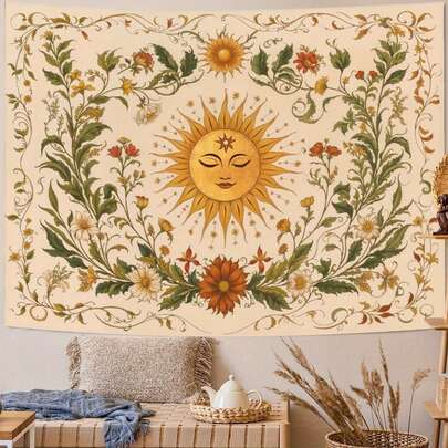 1 pieza, Tapiz de mandala floral bohemio - Decoración de pared estilo bohemio vintage, adecuado para dormitorios, salas de estar y dormitorios