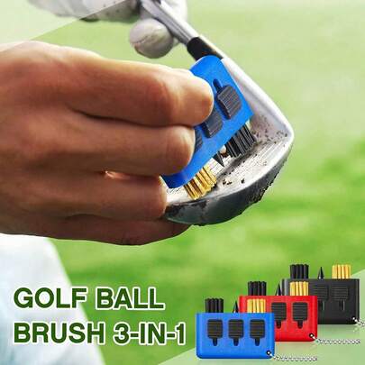 三合一可伸缩高尔夫球杆清洁刷，多用途高尔夫球杆凹槽清洁器，男女通用高尔夫球杆清洁工具，实用高尔夫礼品，适合高尔夫初学者和爱好者，便携式小型高尔夫必备配件