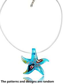1 件绿色不对称仿珍珠玻璃海星吊坠项链，波西米亚树脂项链，适合女性日常佩戴、约会、夏季郊游、海滩、派对、节日、珠宝礼物 - 彩色 - 查看 6