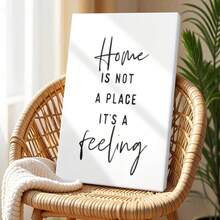 1pc Minimalist Inspirational Wall Art, Motivational Quote, Elegant And Beautiful Wooden Framed Wall Art, Wrapped Canvas Vintage Prints Poster, Home Is Not A Place It's A Feeling - Minimalist, Minimalist, Modern, Typographic Style, Perfect Gift Decor, Wall Art for Living Room Bedroom Office, Hanging Hardware Included - Wrapped Framed Canvas, Vertical - Lienzo enmarcado - Ver 4