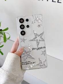 1pc Fashionable Creative Full-Screen Star & Letter Pattern Transparent Soft TPU Shockproof Anti-Scratch Anti-Fingerprint Phone Case, Camera Lens Protection Compatible With Samsung, Nothing, Pixel, - Multicolor - View 7