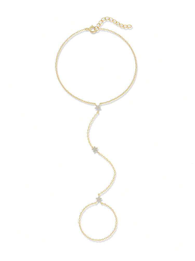 SereneSpark سوار فضة عيار 925 رقيق متعدد الزهور، هدية كلاسيكية بسيطة للنساء، مجوهرات أنيقة لحفلات الزفاف - الذهبي - مشاهدة 21