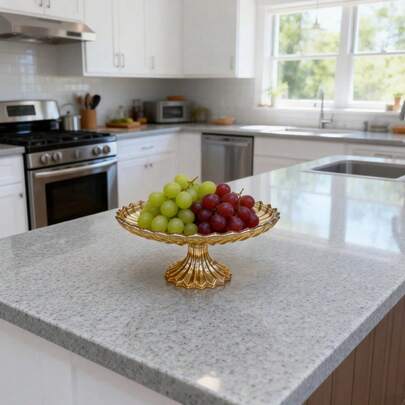 30 cm bursztynowa szklana misa na owoce na postumencie, taca do serwowania owoców/słodyczy, luksusowy element centralny stołu jadalnego