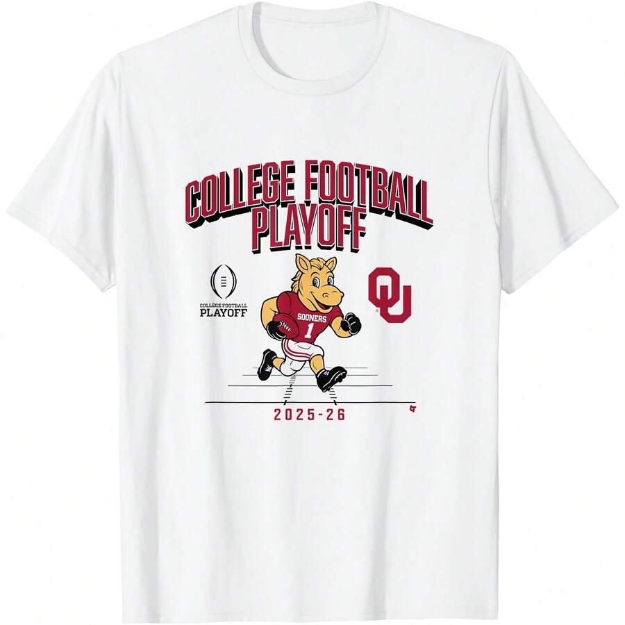 Oklahoma Sooners College Football Playoff Mascot Text 2025 T-Shirt - White - View 1