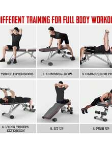 Weight Bench, 660LB/300KG Adjustable Foldable Strength Training Bench, Utility Incline Decline Bench For Full Body Workout - Black - View 7
