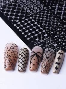 1pc Little Heart Bow Nail Art Stamping Plate, Y2K Style Printing Template Nail Art Accessory Tool, DIY Manicure Salon, Nail Supply - Silver - View 4