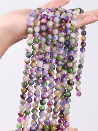 1 Strand Multicolor Agate Beads, 6/8mm, DIY Jewelry Making Supplies For Bracelets, Necklaces, Valentine's Day Gift