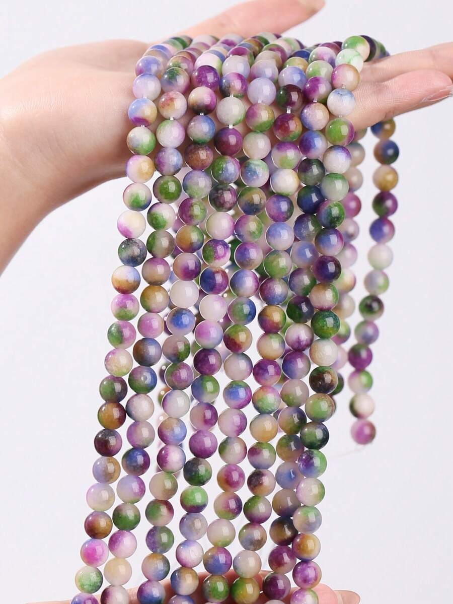 1 Strand Multicolor Agate Beads, 6/8mm, DIY Jewelry Making Supplies For Bracelets, Necklaces, Valentine's Day Gift - Multicolor - View 1