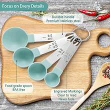 8pcs Measuring Cup & Spoon Set, Stackable With Stainless Steel Handles, Kitchen Cooking & Baking Tools - Multicolor - View 7