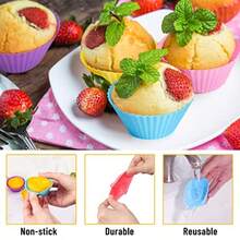 Heart Silicone Baking Cups, Heart Molds Love Cupcake Liners Large Resusable Muffin Cups, 30 Packs - Multicolor - View 3