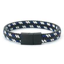 diffone 极简主义PU皮革绳编织手镯手链吊坠黑色磁性男士腕带饰品 - 皮革手鐲 - 查看 12