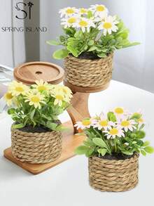 3/4pcs Artificial Rattan Small Potted Plants, Green, PE Material, Polyester Fiber Material, Desktop Decoration, Suitable For Valentine's Day Decoration, School Dormitory Office Decoration, Party Event Holiday Birthday Party Decoration, All Season Decoration, Applicable For Home Entrance, Hotel, Restaurant, Living Room, Bedroom, Wedding Party, Kitchen, Garden Green Decoration - Multicolor-k - View 6
