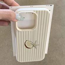 1个TPU材质清爽白色条纹海星图案手机壳，适用于苹果17 Pro Max/17/16 Pro Max/15/13/12/11、S20 FE/A15/S24/A55、Note 11/Note 12/Note 13 Pro，全包防摔软壳保护套 - 白色 - 查看 3