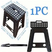 LOVEWE 17.7 Inch Heavy-Duty Plastic Folding Step Stool, Anti-Wobble Compact Stool For Bathroom/Kitchen/Bedroom - Black - View 2