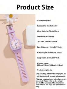 1 件果冻方形石英表，时尚钟表，适合青少年、日常使用或节日礼物 - 紫色 - 查看 6