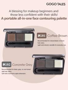 GOGO TALES 3-Color Eyebrow Powder & Pomade Palette, Sweat-Proof & Smudge-Proof, Velvet Matte Finish, Long-Lasting Powder & Natural Pomade, Suitable For Beginners GOGOTALES - #G01 Coffee Brown - View 4