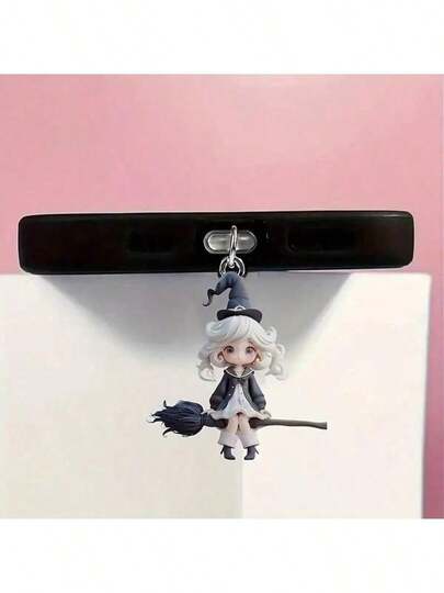 2款梦幻女巫图案，兼容/Type-C安卓接口手机配件，防尘塞，多功能防尘塞，适用于C型接口防尘帽，防尘盖保护塞配件 - 适用于手机和平板电脑，提供防尘保护，防止碎屑进入，配有耐用外壳