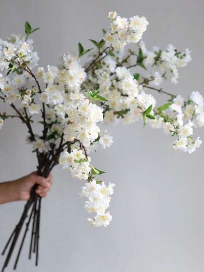 1pc Artificial Flower Branch With Cherry Blossom, Peach Blossom, Plum Blossom And More, Long Stem Design With Flower Buds, Suitable As Spring Plant Decor, Floral Arrangement, Wedding, Home Decor, Birthday, Graduation Gift, Also For Garden, Outdoor Plants, Gardening