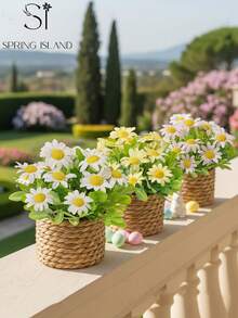 3/4pcs Artificial Rattan Small Potted Plants, Green, PE Material, Polyester Fiber Material, Desktop Decoration, Suitable For Valentine's Day Decoration, School Dormitory Office Decoration, Party Event Holiday Birthday Party Decoration, All Season Decoration, Applicable For Home Entrance, Hotel, Restaurant, Living Room, Bedroom, Wedding Party, Kitchen, Garden Green Decoration - Multicolor-k - View 11