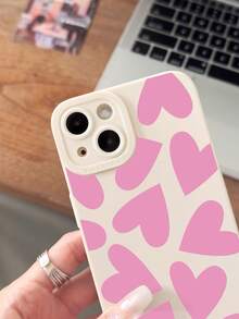 1个极简少女风爱心猫眼复古白色全包手机壳，兼容 11/12/13/14/15/16/17 Pro Max - 彩色 - 查看 4