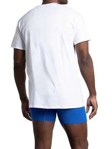 10pcs Men's Classic Crew Neck T-Shirts In White - Soft Cotton Blend, Short Sleeve, Machine Washable - Ideal For Casual Wear & Everyday Comfort - 白色 - 查看 3