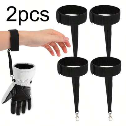2pcs Ski Glove Safety Wrist Strap, Adjustable Glove Leash With Keychain, Practical Accessory For Snowboarding, Mountaineering, Outdoor Activities, Essential Winter Skiing Gear