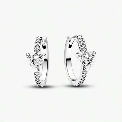  Aretes Pandora de aro Corazón Brillante