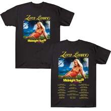 Y2k Short Sleeve ZaraS Larsson Midnight Sun Tour T Shirt Men Women Cotton Tees Casual Round Neck Clot - 黑色 - 查看 1