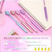 Pcs Big Crystal Diamond Pens Diamond Top Pens Bling Ballpoint Pen Black Ink Rhinestones Pen For Women Schoolsss Office Supplies Christmas Wedding Birthday Present, 4 Colors(Pinefor Apple Style) - 鳳梨風味 - 查看 4