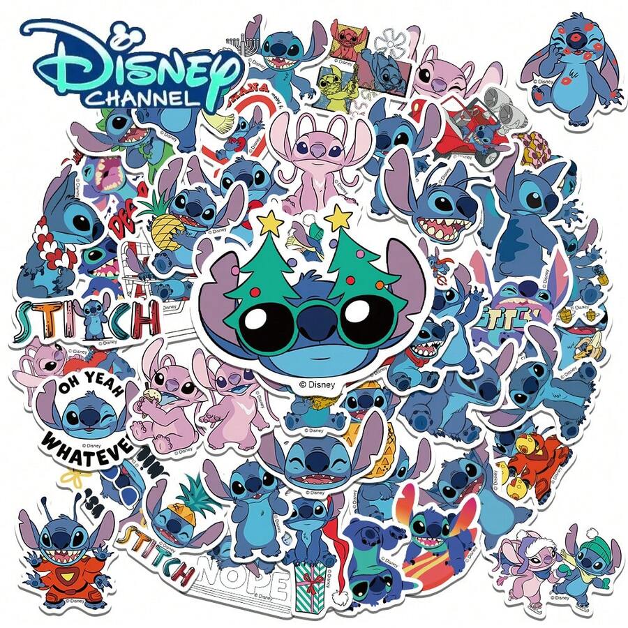 Disney 50pcs Stitch Stickers, Creative Graffiti Stickers, Office Supplies, Phone And Computer Stickers, High-Quality, Beautiful And Cool Stickers, Fun And Classic Colorful Cartoon Design, Gift Decoration, Phone Case Decoration, Reusable, Colorful Cartoon Design, Suitable For Water Bottles, Skateboards, Mobile Phones, Etc. Perfect For School Supplies And A Great Gift For Holidays.