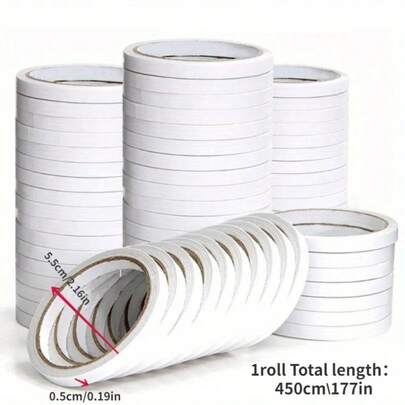 10 Rolls 177.17 Inch Double-Sided Clear Tape - Strong Adhesive For Office, School, DIY, Crafts, Cards, Scrapbooking, Art And Gifts, Scrapbooking Supplies, Craft Accessories, Cuttable Size, High Adhesiveness, Suitable For DIY Handmade Activities, New Year Decorations, Couplet Stickers, Photo Accessories, Room Decor, Bedroom Decor, Adult Crafts, Wall Decor, Household Essentials, Party Decorations, Balloon Accessories, Wedding Decorations, Art Supplies