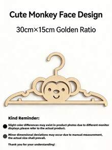 Conjunto de 10 cabides de madeira em formato de macaco para armário – Organizadores antiderrapantes, estilo minimalista e aconchegante, armazenamento delicado, ganchos práticos e estilosos em formato de macaco para quarto infantil e sala de jogos, cabides fofos em formato de animais para roupas, organizador que economiza espaço e acessório de decoração para casa, decoração de primavera para o quarto. - Damasco - Ver 2